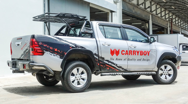 Steel Roof Rack and Black Roll Bar — Toyota Hilux Revo