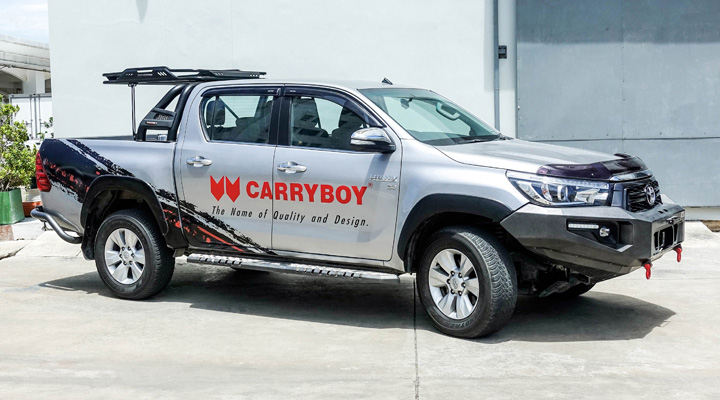 Steel Roof Rack and Black Roll Bar — Toyota Hilux Revo